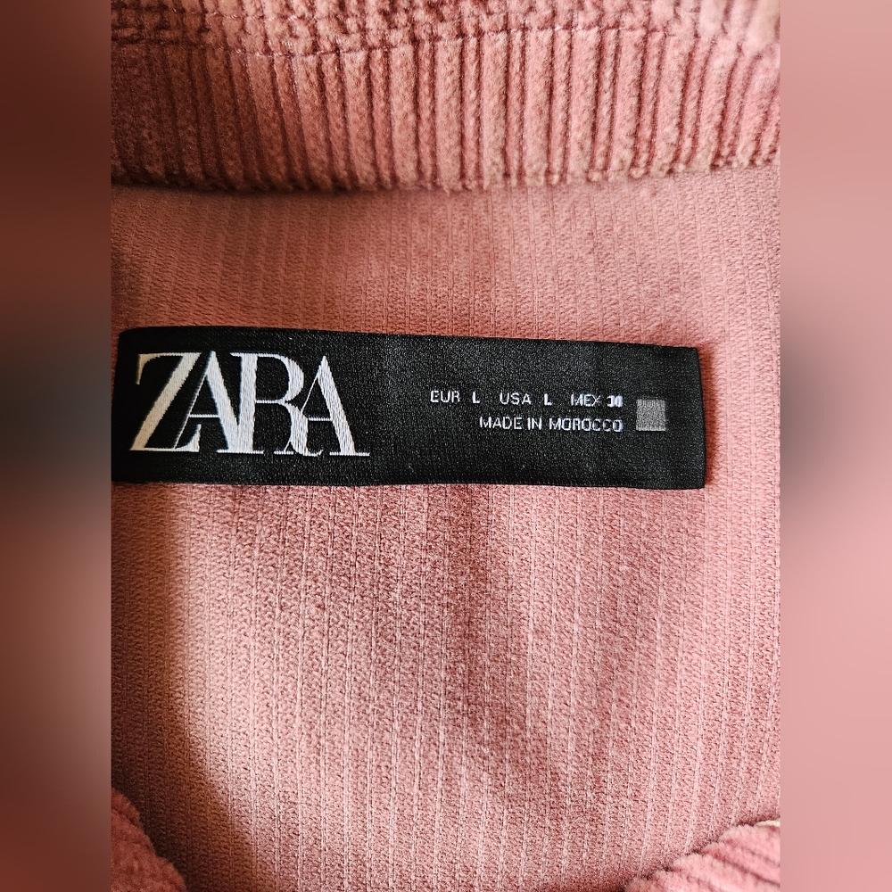 Zara Pink Corduroy Cropped Jacket - Size L - EUC - Picture 6 of 9